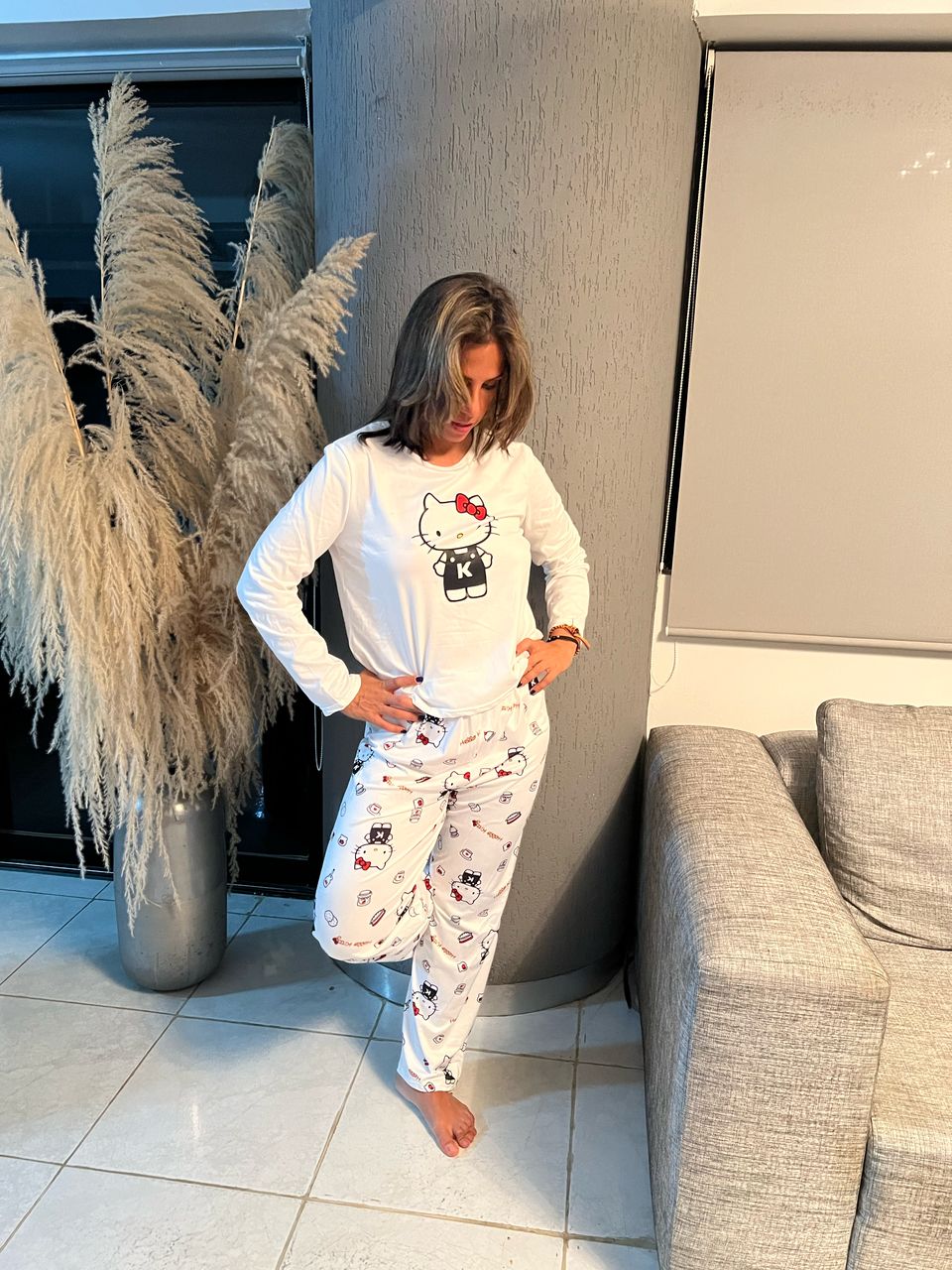 PIJAMA HELLO KITTY FRANELA Y PANTALON LARGO