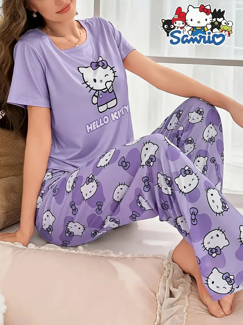 PIJAMA HELLO KITTY CAMISA MANGA CORTA Y PANTALON LARGO