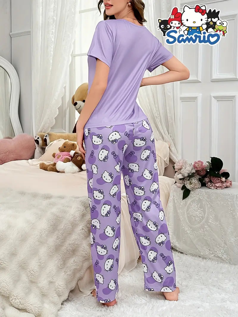 PIJAMA HELLO KITTY CAMISA MANGA CORTA Y PANTALON LARGO