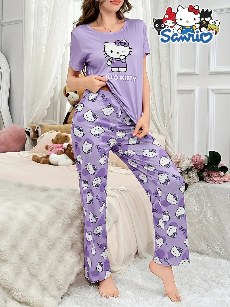 PIJAMA HELLO KITTY CAMISA MANGA CORTA Y PANTALON LARGO