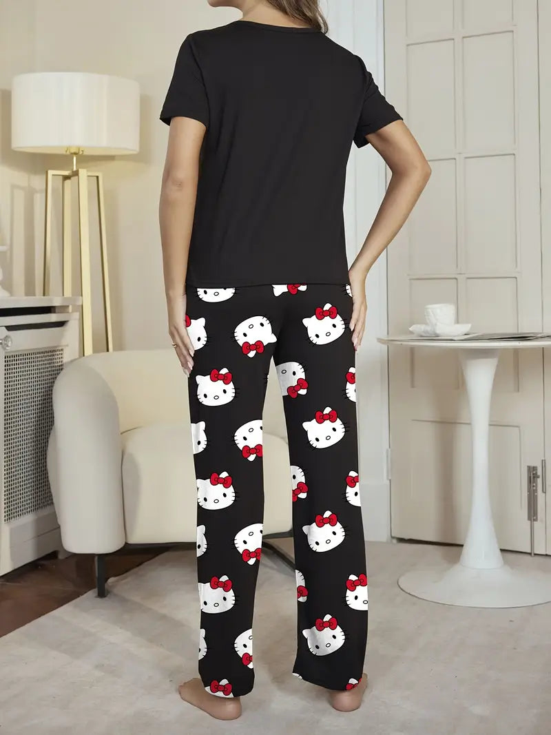 PIJAMA HELLO KITTY CAMISA MANGA CORTA Y PANTALON LARGO
