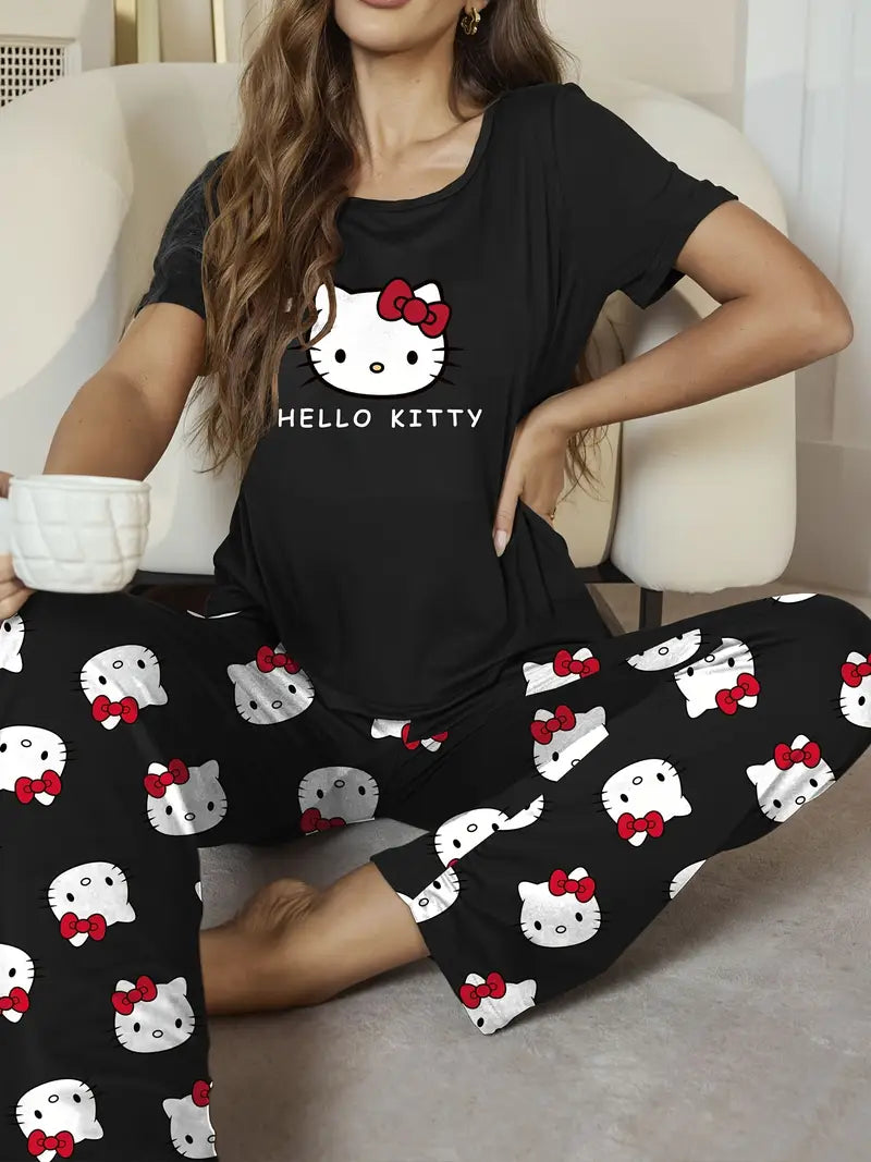 PIJAMA HELLO KITTY CAMISA MANGA CORTA Y PANTALON LARGO