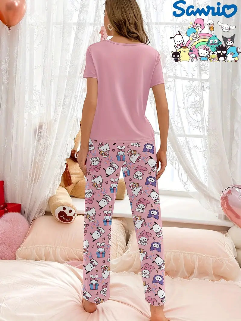 PIJAMA HELLO KITTY CAMISA MANGA CORTA Y PANTALON LARGO
