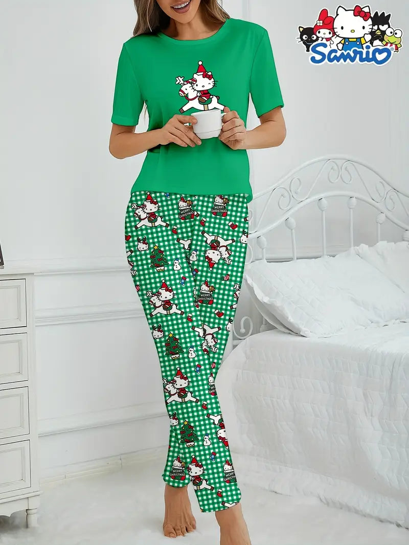 PIJAMA HELLO KITTY CAMISA MANGA CORTA Y PANTALON LARGO