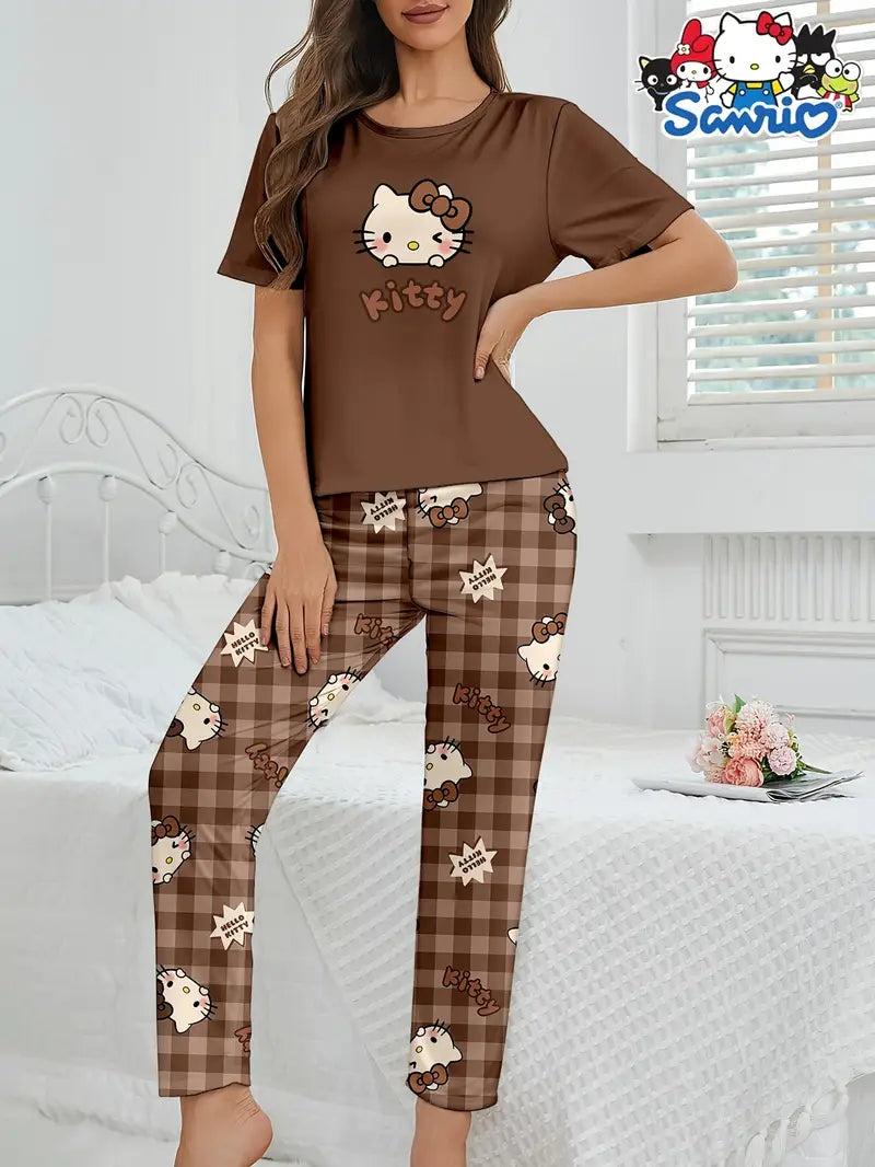 PIJAMA HELLO KITTY CAMISA MANGA CORTA Y PANTALON LARGO