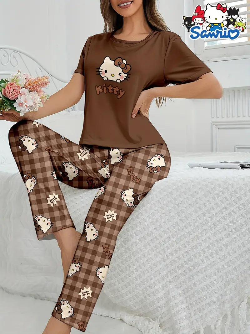 PIJAMA HELLO KITTY CAMISA MANGA CORTA Y PANTALON LARGO