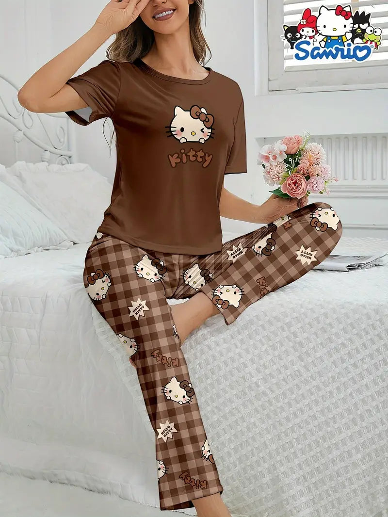 PIJAMA HELLO KITTY CAMISA MANGA CORTA Y PANTALON LARGO