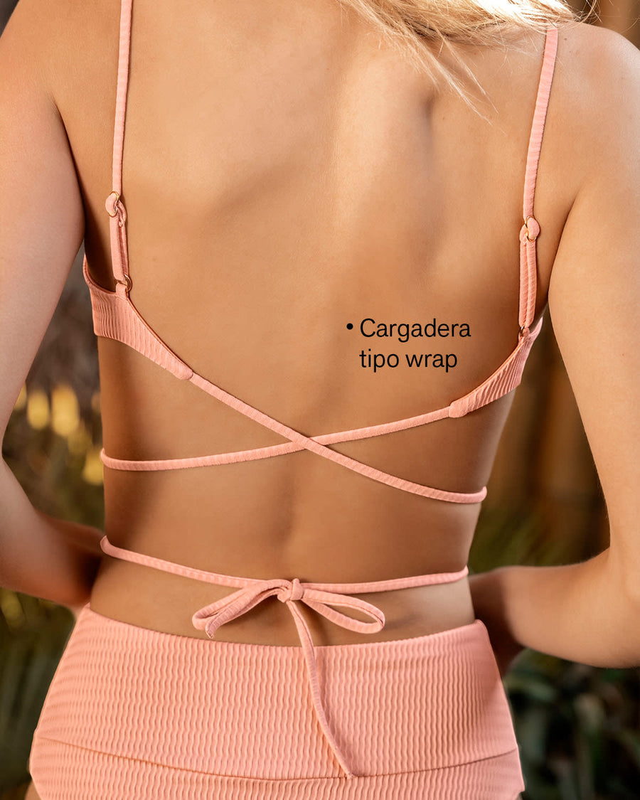 Bikini con top tiras anudables tipo wrap