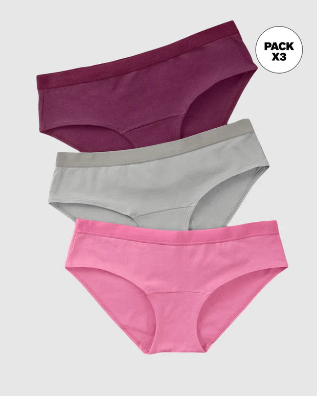 Paquete x 3 panties estilo hipster en algodón