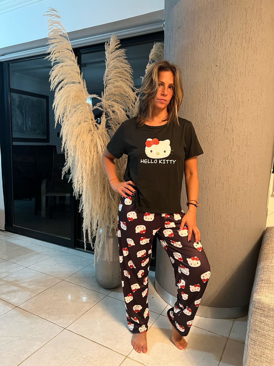 PIJAMA HELLO KITTY CAMISA MANGA CORTA Y PANTALON LARGO