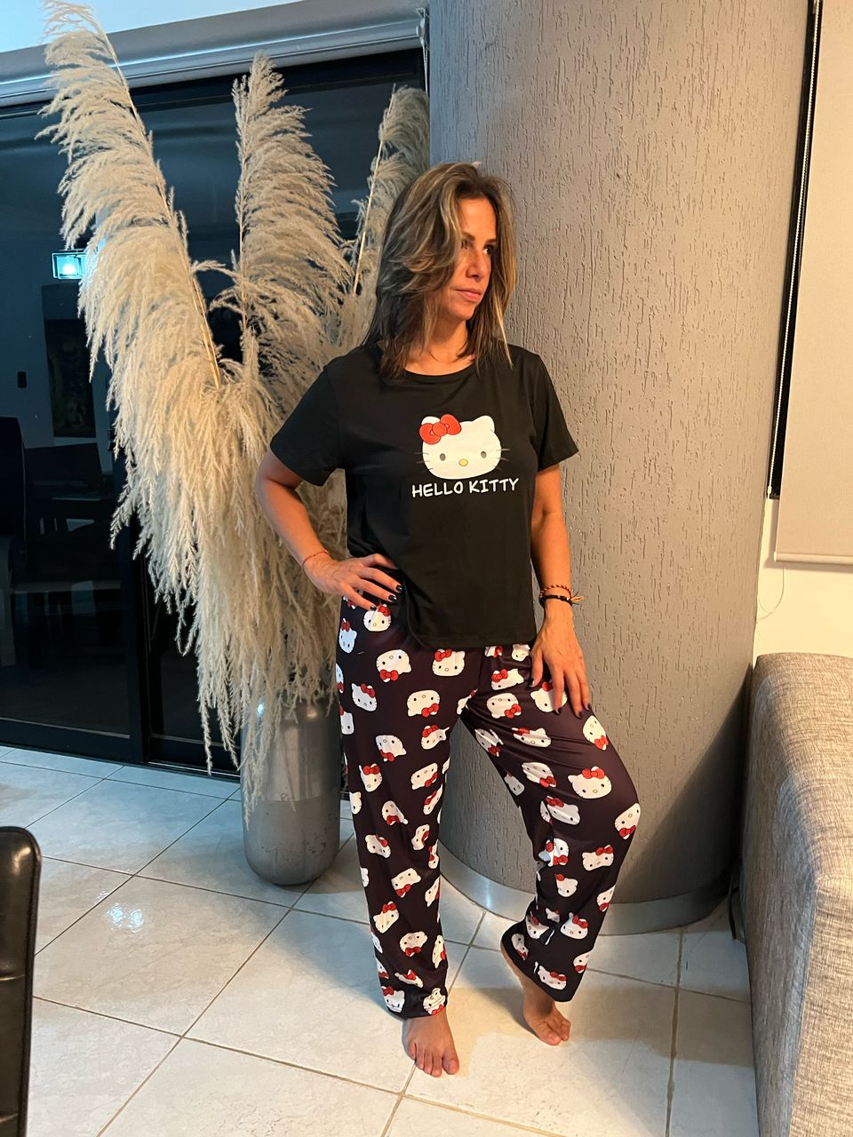 PIJAMA HELLO KITTY CAMISA MANGA CORTA Y PANTALON LARGO