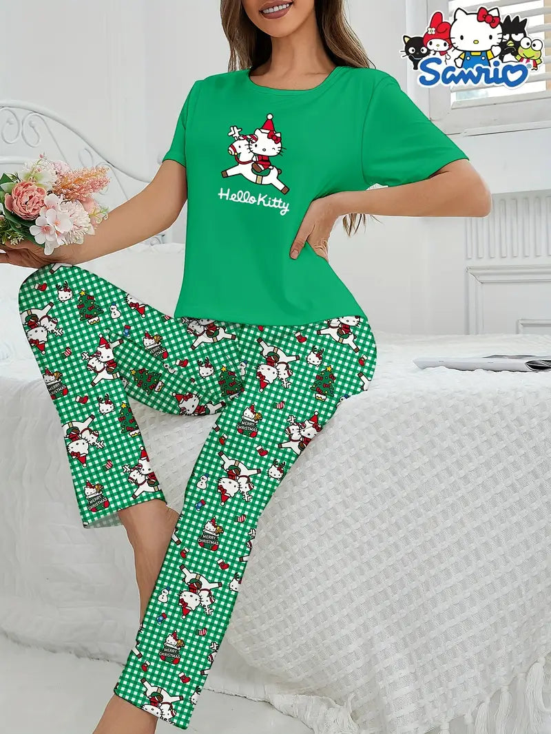 PIJAMA HELLO KITTY CAMISA MANGA CORTA Y PANTALON LARGO