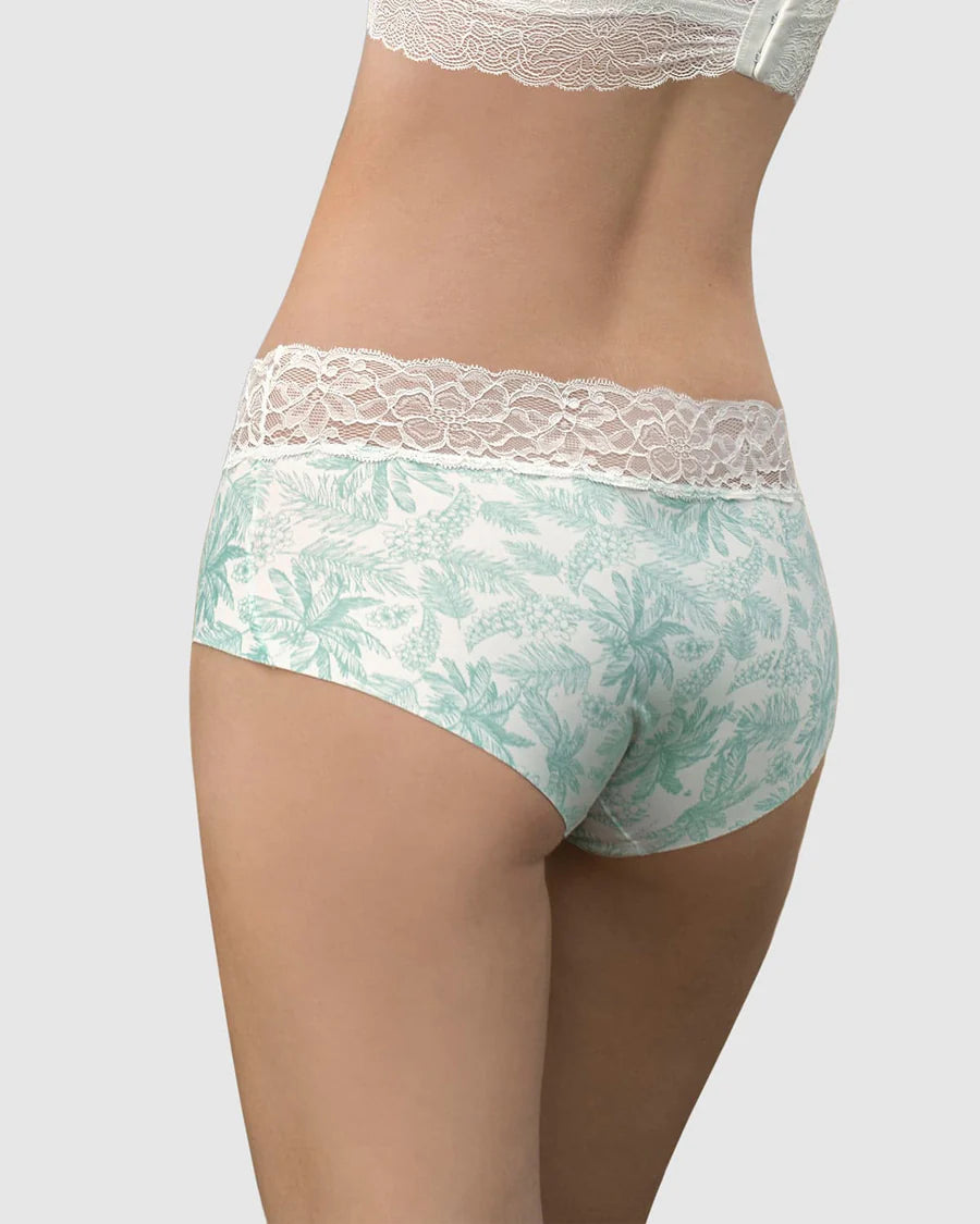 Panty hipster en tela ultraliviana con franja de encaje