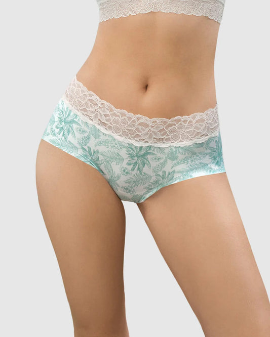 Panty hipster en tela ultraliviana con franja de encaje